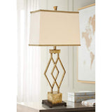 Lenor Gold Metal Open Geometric Table Lamp