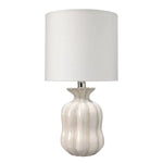 19 Inch Ceramic Coastal Table Lamp with Curved Base, White