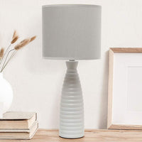 Simple Designs Alsace Gray Bottle Ceramic Table Lamp with Gray Shade