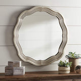 Dara Silver 32 1/2" Scalloped Round Wall Mirror