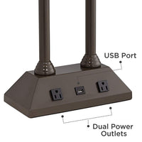Charlton Bronze Workstation Desk Lamp with Outlets and USB