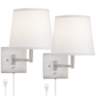 Lanett Black Plug-in Swing Arm Wall Lamps Set of 2 with USB Port