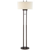 Roscoe Bronze Twin Pole Modern Pull Chain Floor Lamp