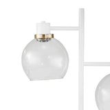 2 Globe Glass Table Lamp with Sleek Tubular Support, White