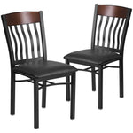 Vertical Back Metal and Wood Restaurant Chair (Set of 2) - 17"W x 24.5"D x 35.75"H