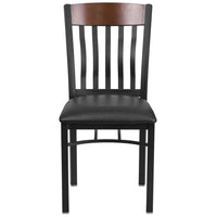 Vertical Back Metal and Wood Restaurant Chair (Set of 2) - 17"W x 24.5"D x 35.75"H