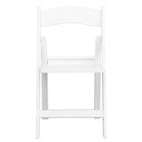 2 Pack HERCULES Series 1000 lb. Capacity White Resin Folding Chair with Slatted Seat