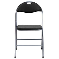 2 Pack HERCULES Series Black Vinyl Metal Folding Chair with Carrying Handle