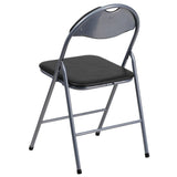 2 Pack HERCULES Series Black Vinyl Metal Folding Chair with Carrying Handle