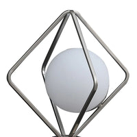 20 Inch Metal Table Lamp, Octahedron Shade, 40W LED, Toggle Switch, Silver
