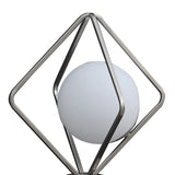 20 Inch Metal Table Lamp, Octahedron Shade, 40W LED, Toggle Switch, Silver