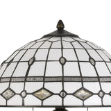 20 Inch Table Lamp with Tiffany Glass, Grey, Antique Brass