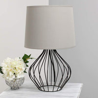 Simple Designs 19 3/4"H Black Metal Accent Table Lamp with Gray Shade