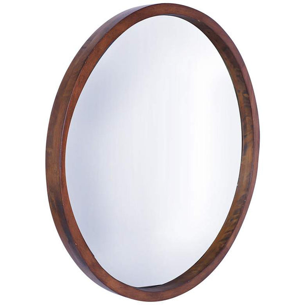 Northwood Walnut Brown 22" Round Wooden Wall Mirror