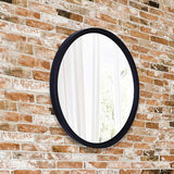 Northwood Black 30" Round Wooden Wall Mirror