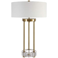 Pantheon Antique Brass Iron and Crystal 2-Light Table Lamp