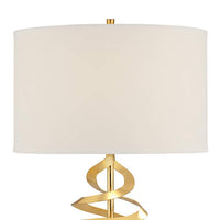 Euro Helix Brass and White Marble Modern Table Lamp with Dimmer