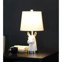 21" White and Gold Llama Table Lamp - Small