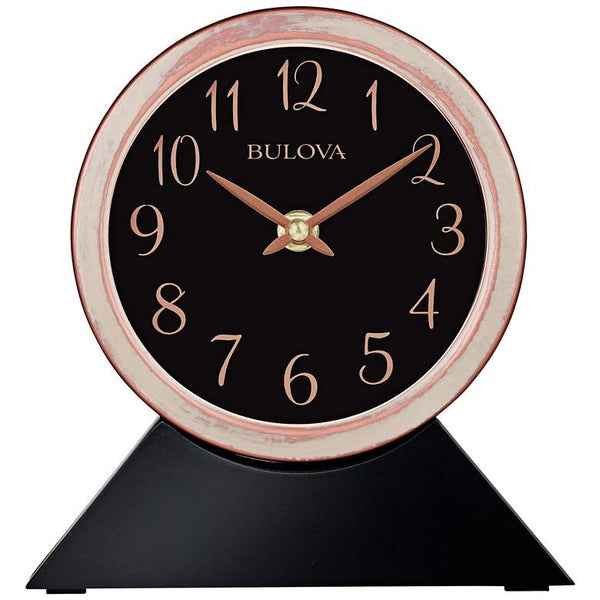 Bulova Port Jeff Copper and Ebony 7 1/4"H Metal Table Clock