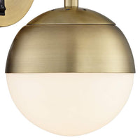 Luna Antique Brass Modern Globe Plug-In Wall Lamp with USB Dimmer