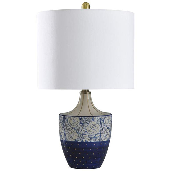 Shelly Table Lamp - Cream, Blue and Gold - Geneva White