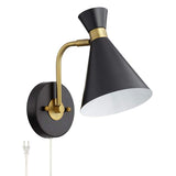 Venice Matte Black Modern Cone Wall Lamp with USB Dimmer