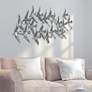 Flock 52" Wide Silver Etched Metal Wall Art