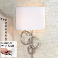 Design Circles Plug-In Wall Sconce with Cord Cover and USB Dimmer