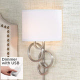 Design Circles Plug-In Wall Sconce with Cord Cover and USB Dimmer