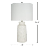 24.5" White Textured 2-Tone Table Lamp, LED bulb included - 13x13x24.5