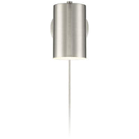 Carla Brushed Nickel Cylinder Down-Light Plug-In Wall Lamp with USB Dimmer