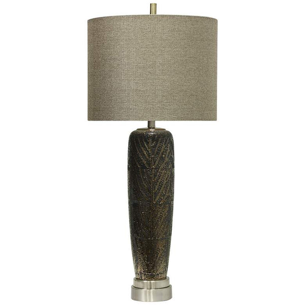 Whipple Metallic Leaf Vein Motif Brown Ceramic Table Lamp