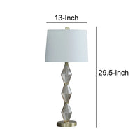 25 Inch Accent Table Lamp, Hardback Fabric Shade, Bear Accent, Black, White