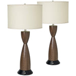 Modern Hourglass Table Lamps with Built-In Outlet Set of 2