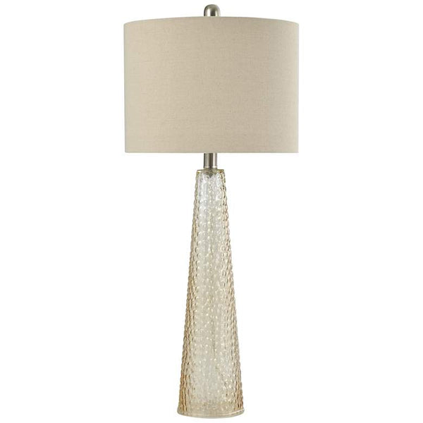 Table Lamp - Amber Mist Finish - Cream Hardback Fabric Shade