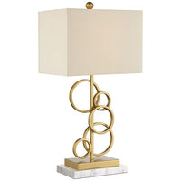 Saul Gold Rings Table Lamp with White Marble Riser