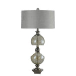 Table Lamp - Black Nickle Finish - Grey Hardback Fabric Shade