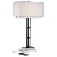 Jacky Black Table Lamp with Port with White Marble Riser