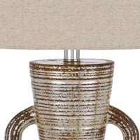 26 Inch Vase Table Lamp with Curved Handles, Dimmer, Bronze
