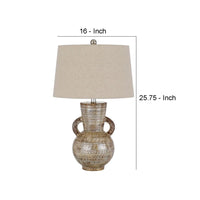 26 Inch Vase Table Lamp with Curved Handles, Dimmer, Bronze