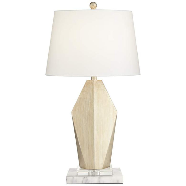 Rivera Champagne Gold Table Lamp with White Marble Riser