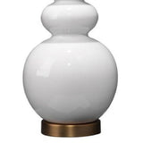 27 Inch Round Ceramic Stacked Ball Style Table Lamp, White