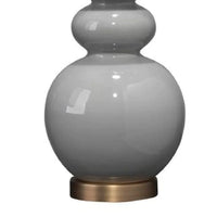 27 Inch Round Ceramic Stacked Ball Table Lamp, White, Grey