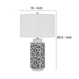 27 Inch Table Lamp with Dimmer, Black and White Leopard Print