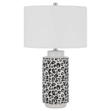 27 Inch Table Lamp with Dimmer, Black and White Leopard Print