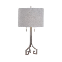 27-inch Modern Metal Table Lamp in Antique Silver