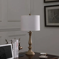 27.5 In. Farmhouse Wood Effect Polyresin Table Lamp
