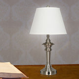 27.88-inch Metal Tech Table Lamp In Brushed Steel (Includes: 1 USB Port & 1 Convenience Outlet)