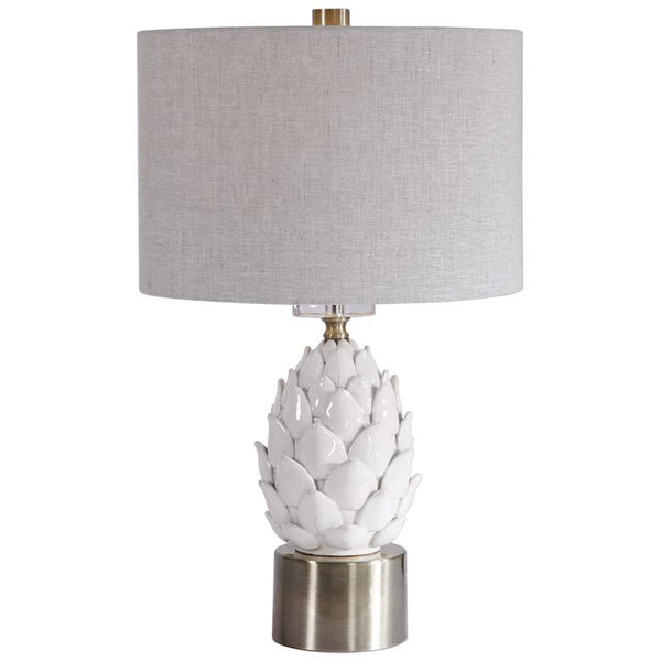 White Artichoke Ceramic Table Lamp