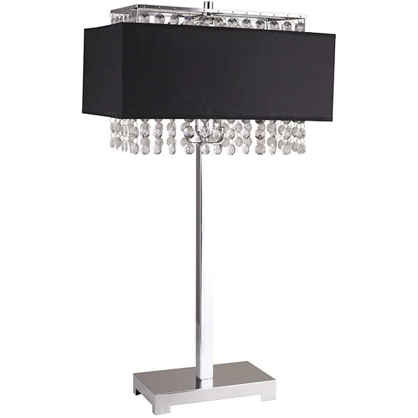 28-inch Black Square Crystal Table Lamp